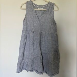Lucky Brand Navy and White Striped Dress Asymmetric Hem